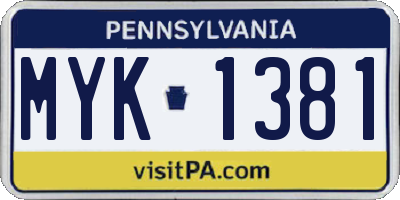 PA license plate MYK1381