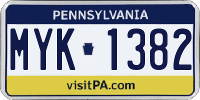 PA license plate MYK1382