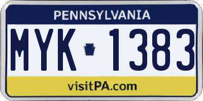 PA license plate MYK1383