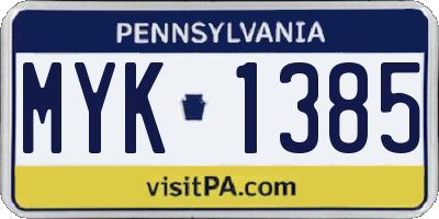 PA license plate MYK1385