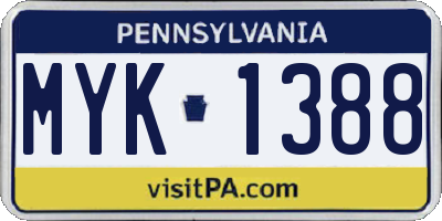 PA license plate MYK1388