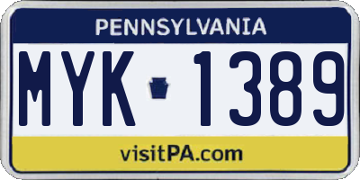 PA license plate MYK1389