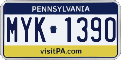 PA license plate MYK1390