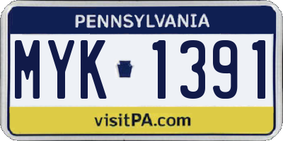 PA license plate MYK1391