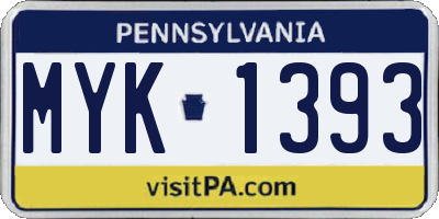 PA license plate MYK1393