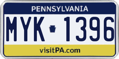 PA license plate MYK1396