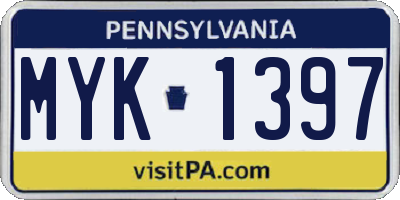 PA license plate MYK1397