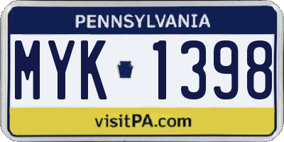 PA license plate MYK1398