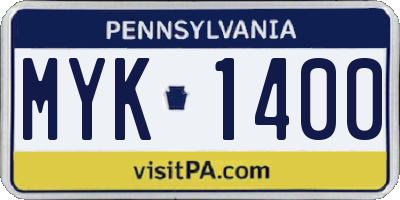 PA license plate MYK1400