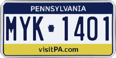 PA license plate MYK1401