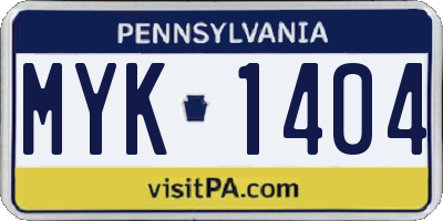 PA license plate MYK1404