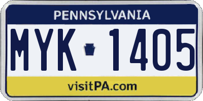 PA license plate MYK1405