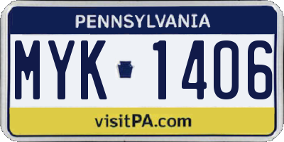 PA license plate MYK1406