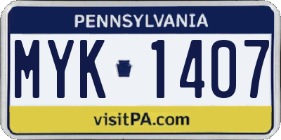 PA license plate MYK1407