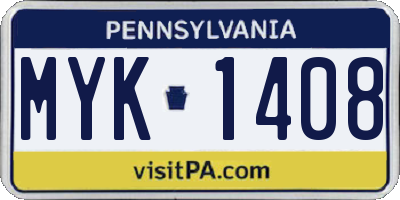 PA license plate MYK1408