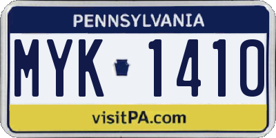 PA license plate MYK1410