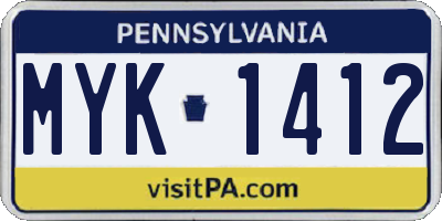PA license plate MYK1412