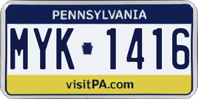 PA license plate MYK1416