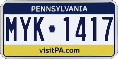PA license plate MYK1417