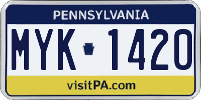 PA license plate MYK1420