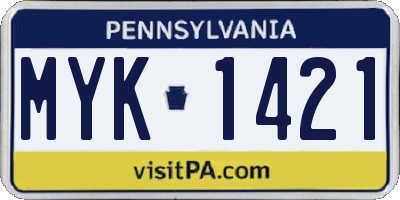 PA license plate MYK1421