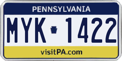 PA license plate MYK1422