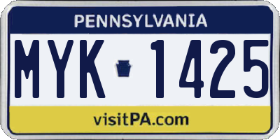 PA license plate MYK1425