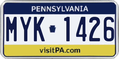 PA license plate MYK1426