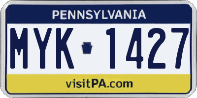 PA license plate MYK1427