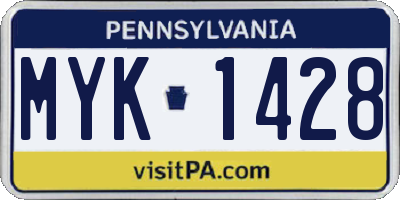 PA license plate MYK1428