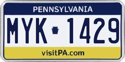 PA license plate MYK1429