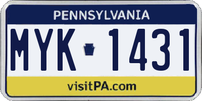PA license plate MYK1431