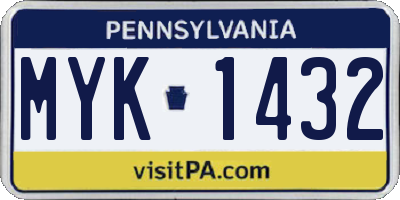 PA license plate MYK1432