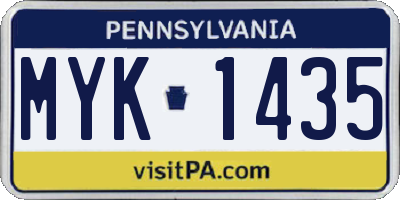 PA license plate MYK1435