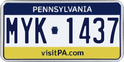PA license plate MYK1437
