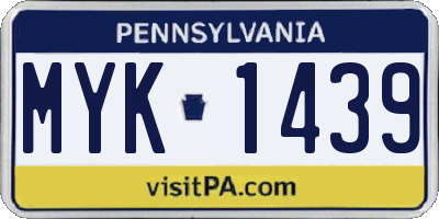 PA license plate MYK1439