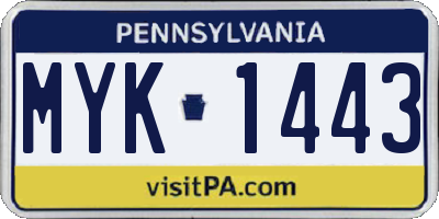 PA license plate MYK1443