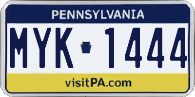 PA license plate MYK1444