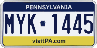 PA license plate MYK1445