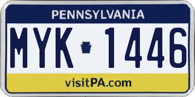 PA license plate MYK1446