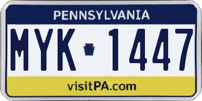 PA license plate MYK1447