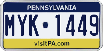 PA license plate MYK1449