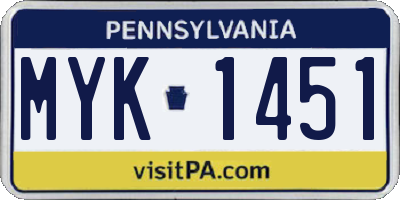 PA license plate MYK1451