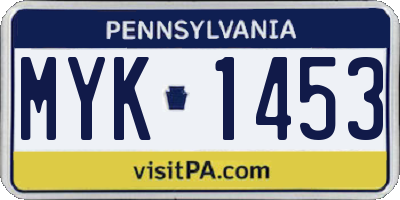 PA license plate MYK1453