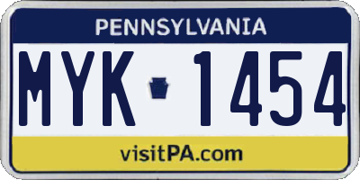 PA license plate MYK1454