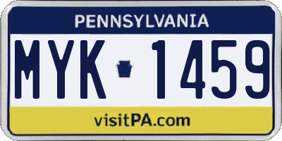 PA license plate MYK1459