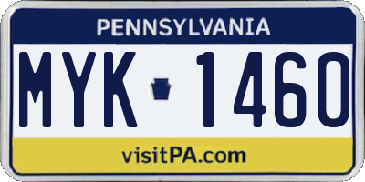 PA license plate MYK1460