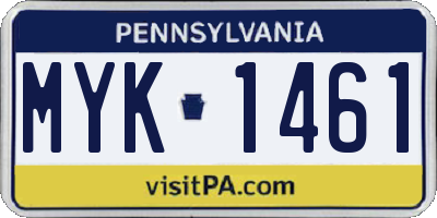 PA license plate MYK1461