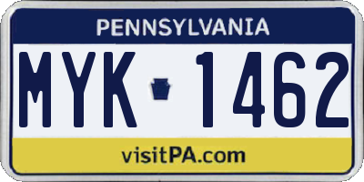 PA license plate MYK1462