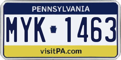 PA license plate MYK1463